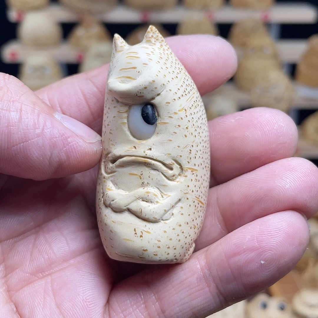 竹竹根雕独眼手把件