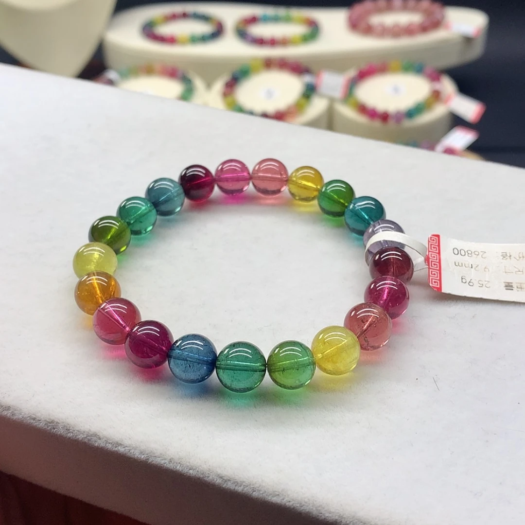 【闪购商品】手链未镶嵌碧玺艳丽色标单圈9.2