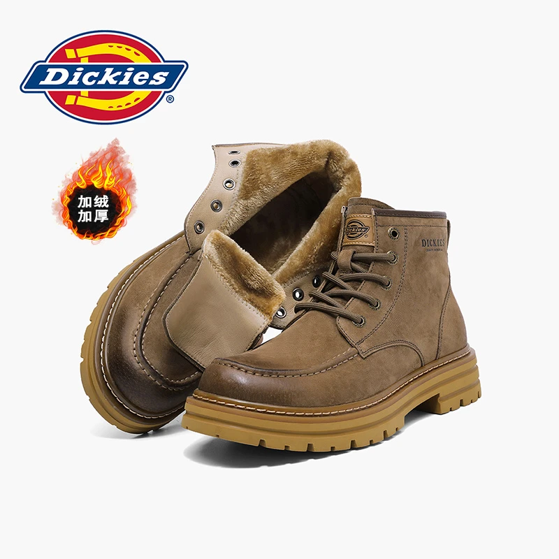Dickies复古马丁靴2025冬季时尚百搭增高男鞋厚底工装靴百搭棉鞋