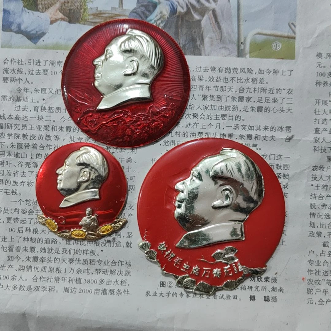 民***强其他普通金属圆形红色人物像章