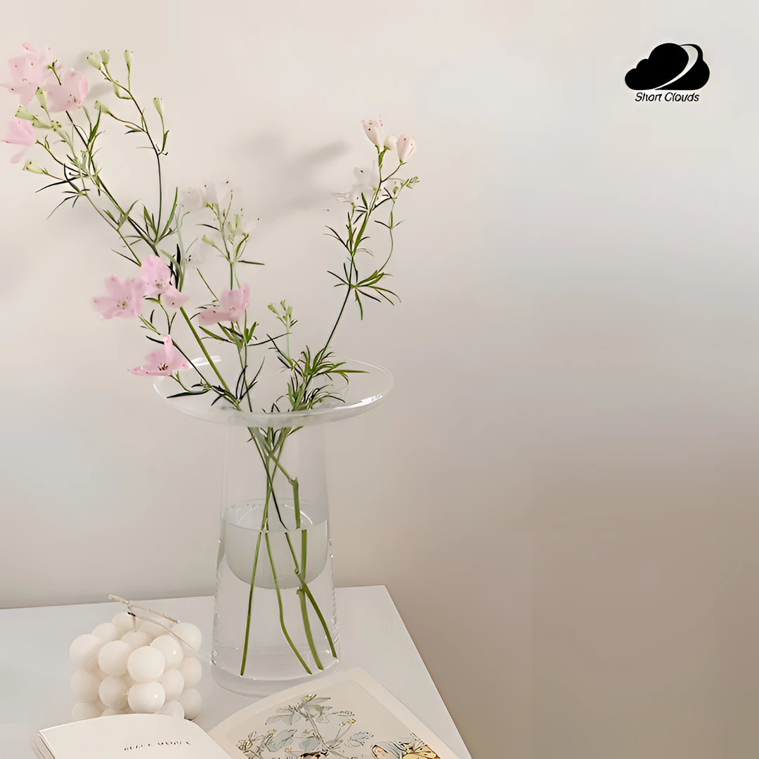 短云|ins风韩国设计师同款T形花瓶玻璃透明家居装饰摆件水培器皿