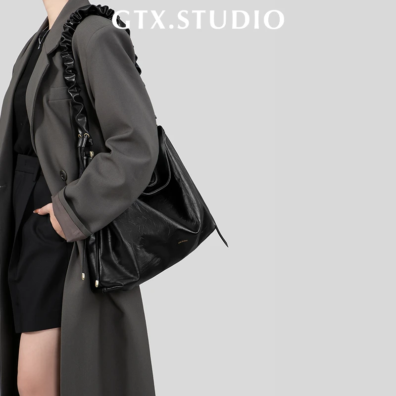 【谷田西】头层牛皮托特包女大容量软皮上班通勤懒惰松弛感斜挎大包