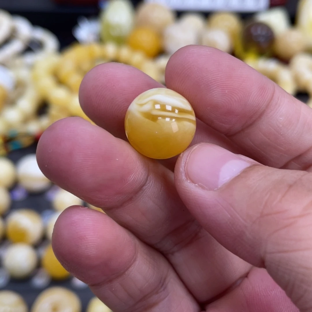 未镶嵌琥珀珠宝奇石14.7mm瑕 金白