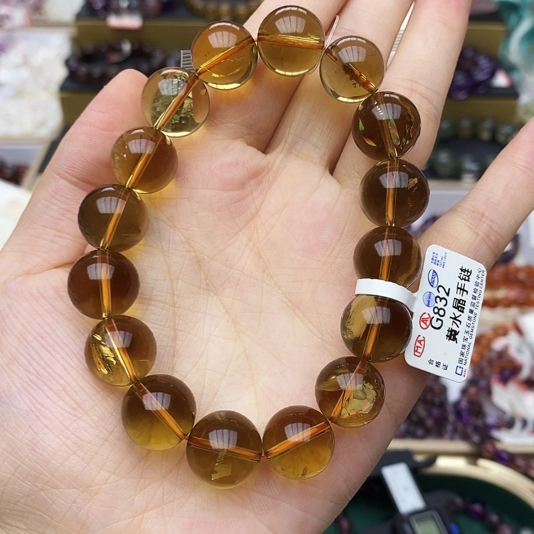 未镶嵌手链水晶G832 巴西暴力黄 13m+