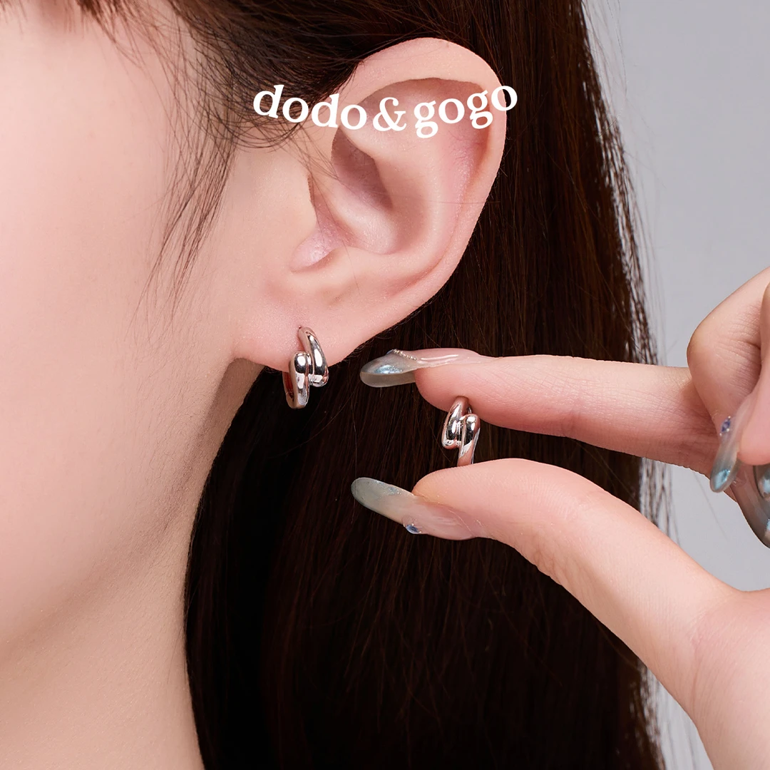 DODOGOGO 合金耳饰 冷淡水滴耳扣气质时尚百搭简约设计感精致耳环