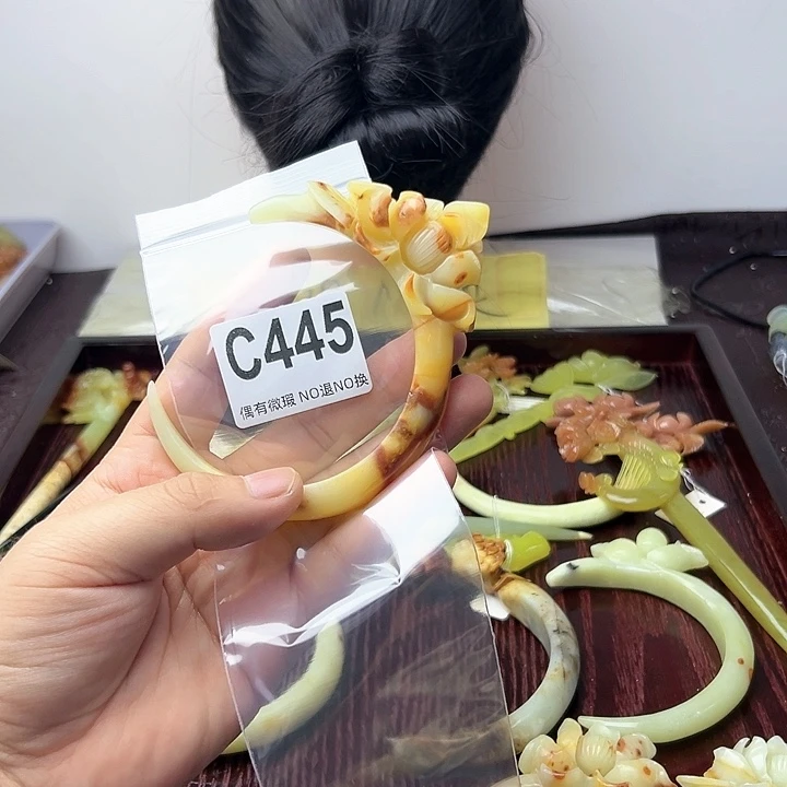 蛇纹石玉发饰合金点****6