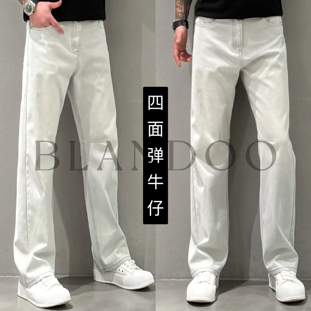 BLANDOO “四面弹牛仔” 男士简约百搭休闲直筒微宽松牛仔裤50016