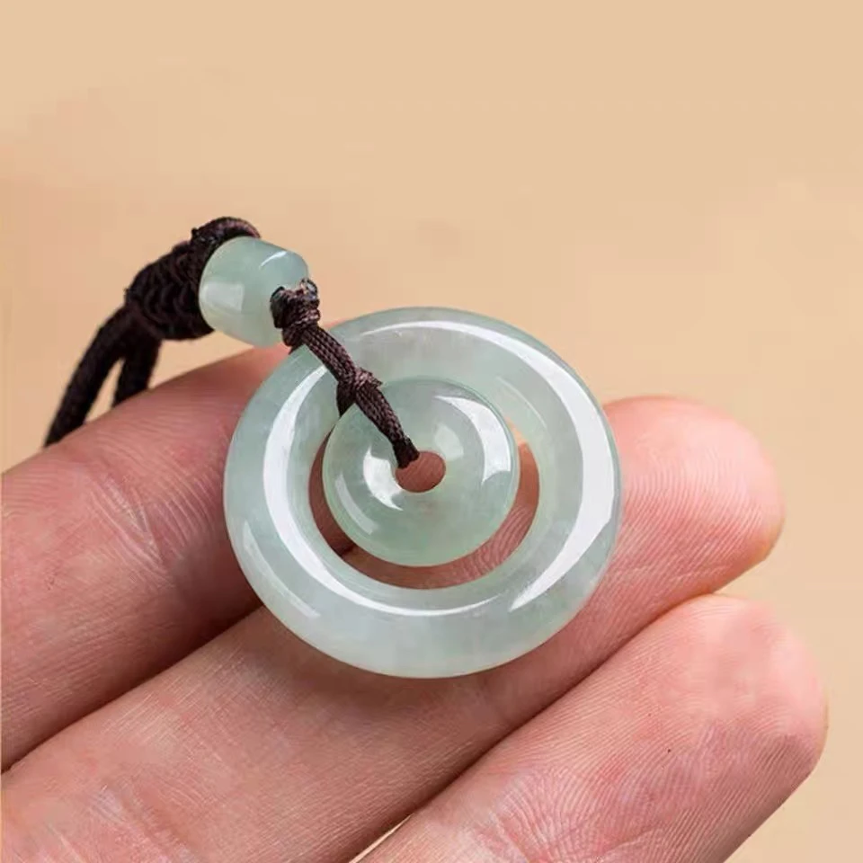 翡翠A货浅绿（小）子母平安扣玉石男女款玉佩挂件