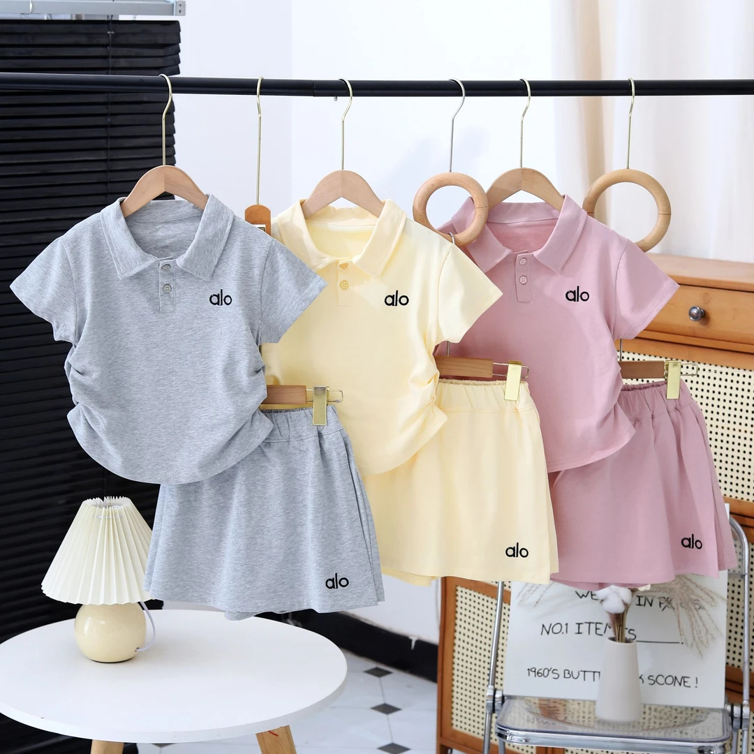 女童亲子少女风薄款休闲夏季时尚套装韩版洋气夏装中大童翻领套装