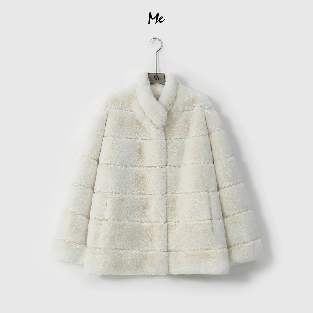 ME【冰雪女王】稀有高密绒毛时尚百搭高领御寒保暖毛毛外套MESA5847