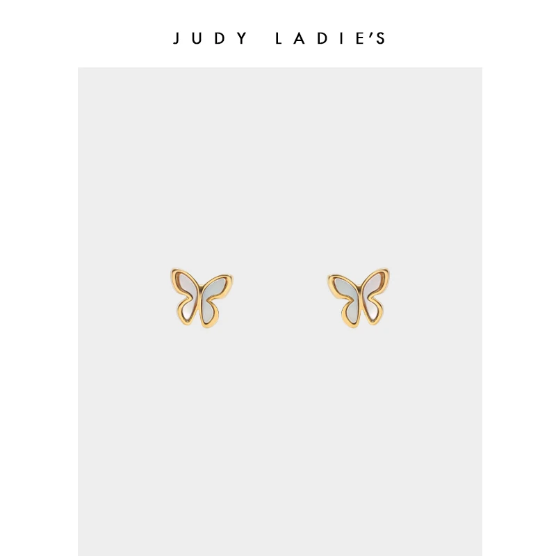 JUDY LADIE'S 钛钢贝壳耳饰 奇幻森林系列 蝴蝶耳钉