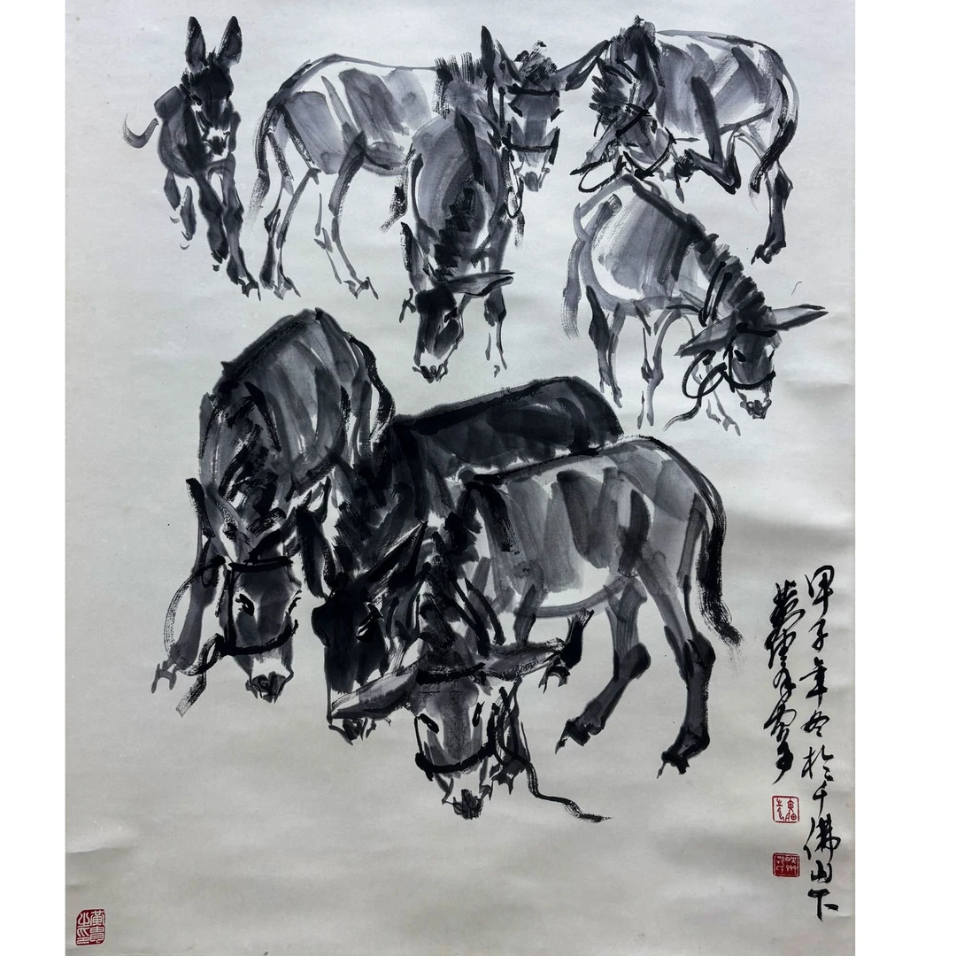《八驴图》著录出版《笔墨春秋》P314-84x66cm