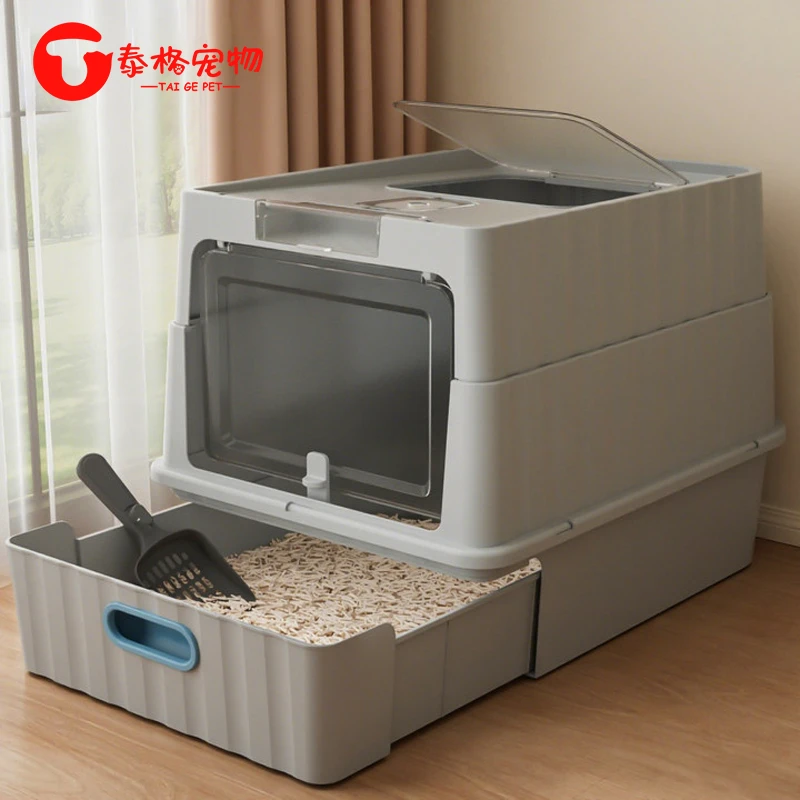 全封闭猫砂盆超大号式防臭猫屎盆防外溅顶入式幼猫特大号猫厕所