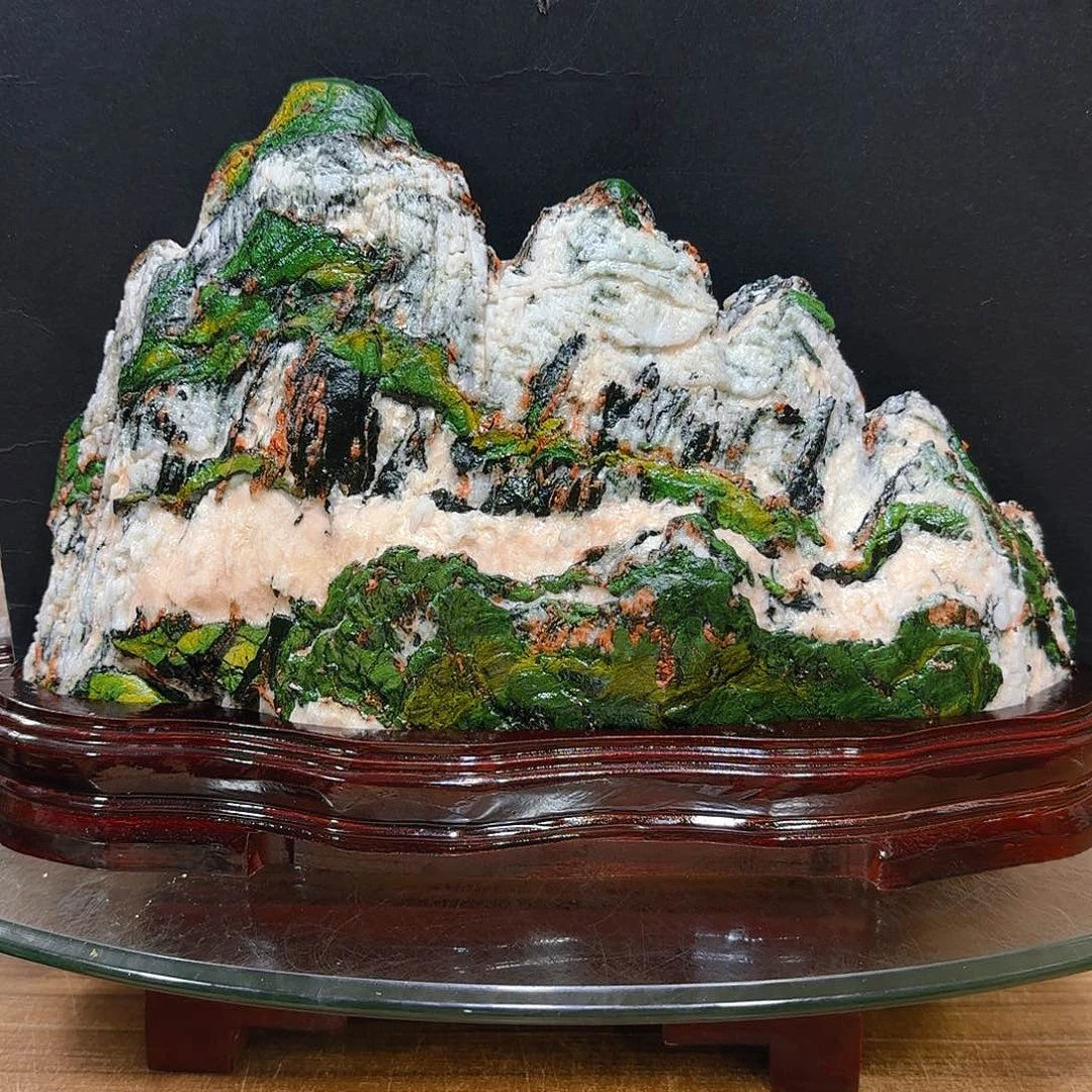 …***粟陶瓷青海七彩石摆件