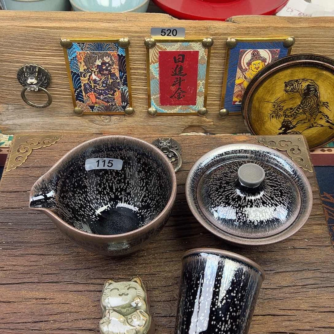 顾佳敏全手工电烧油滴茶具套小*115