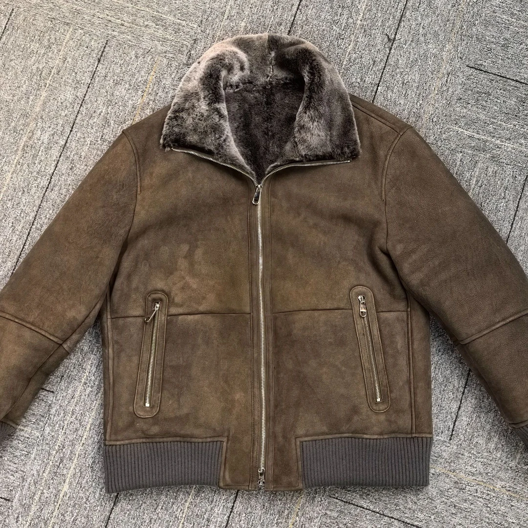 西班牙美利奴羊皮一体冬季立翻领外套7987D