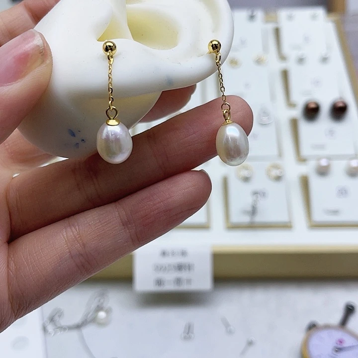 淡水珍珠耳饰银S925镶嵌帽***猫