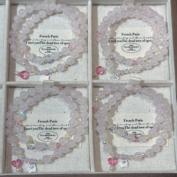 SG3131-［萌萌kitty］粉水晶施华洛s925手串均有色差瑕疵多样发