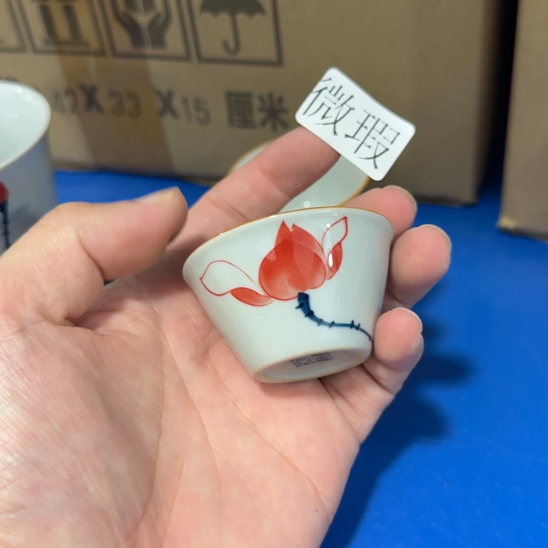 釉下手绘茶具微瑕