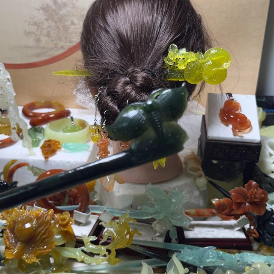 【闪购商品】蛇纹石玉未镶嵌发饰