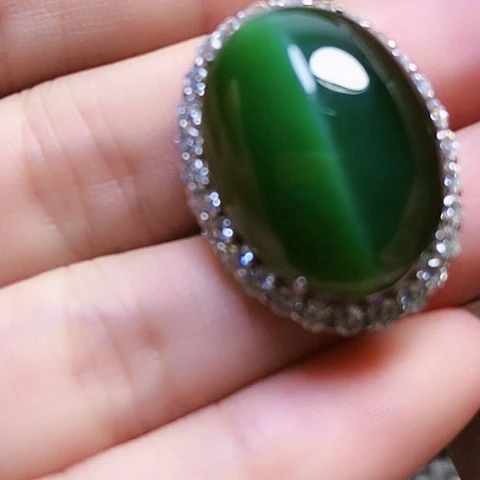 和田玉戒指银S925镶嵌