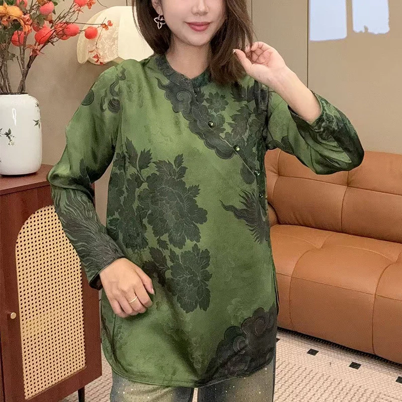 【锦轩阁】新中式国风女装立领长袖秋季新款时尚百搭上衣92212-2