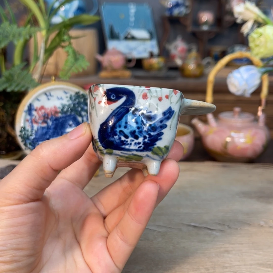 壶素浅陶瓷手工手绘