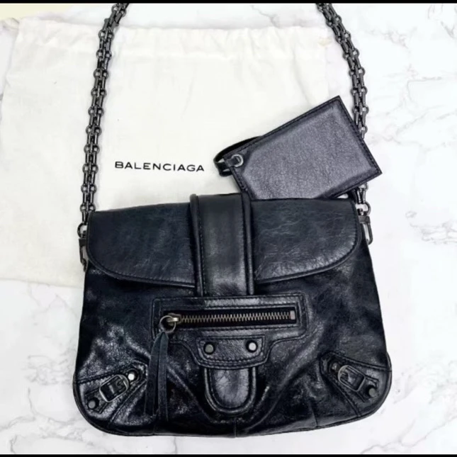 95新 Balenciaga/巴黎世家 只盒/Vintage city插扣手拿包