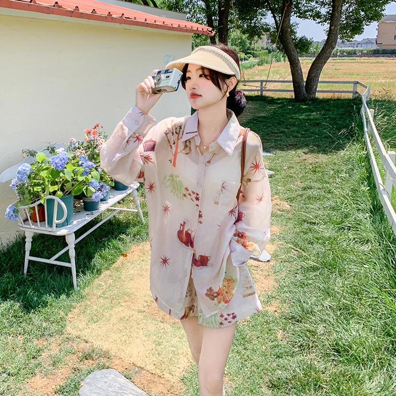 今年流行超好看防晒套装裤女夏2025新款高级松弛感衬衫短裤两件套