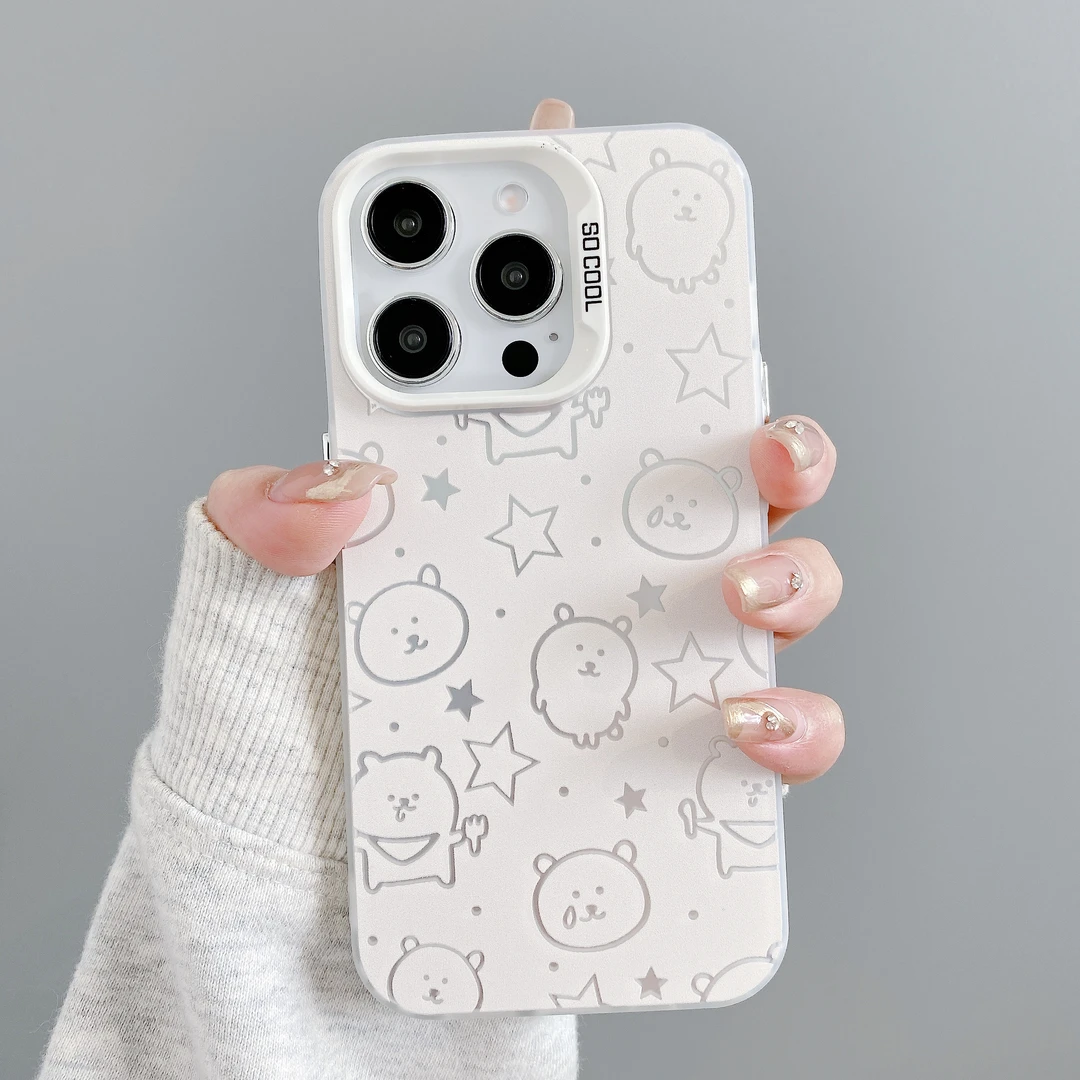 小众高级感适用iphone16壳女苹果15ProMax简约ins风14卡通小熊13