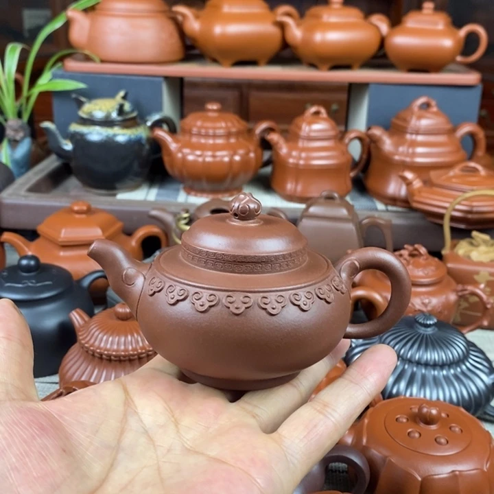紫砂茶壶云肩如意150cc原矿老底曹青特价