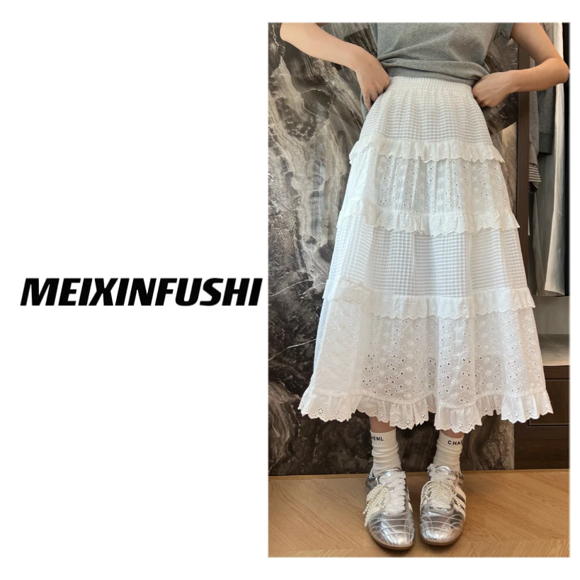 【Mei Xin】蕾丝华夫格子半身裙/8021/D