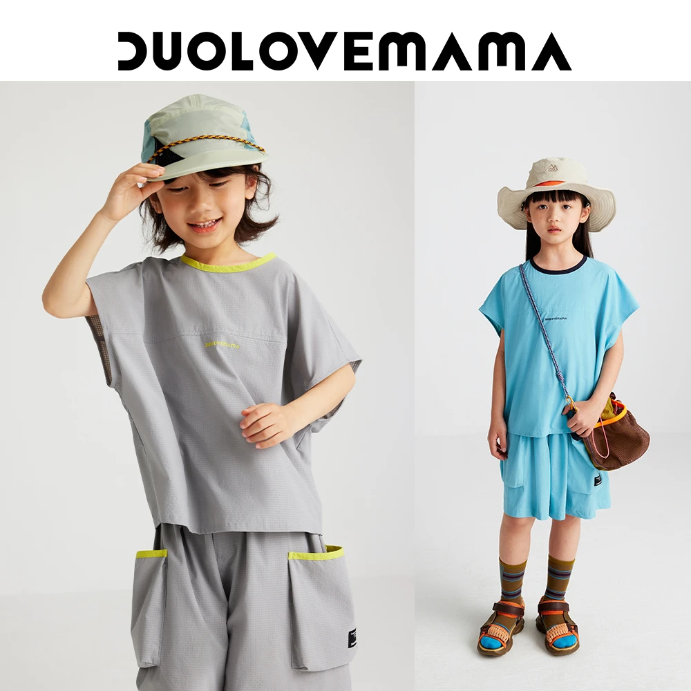 运动风户外背心短裤儿童套装男女童轻盈无袖上衣