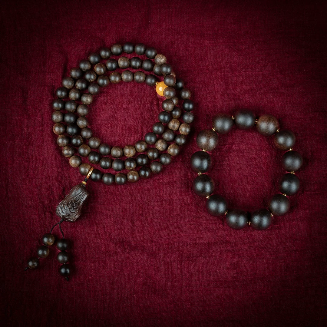 【沉水】越南芽庄雷击瘤疤老白奇1.0多圈1.8单圈沉香手串