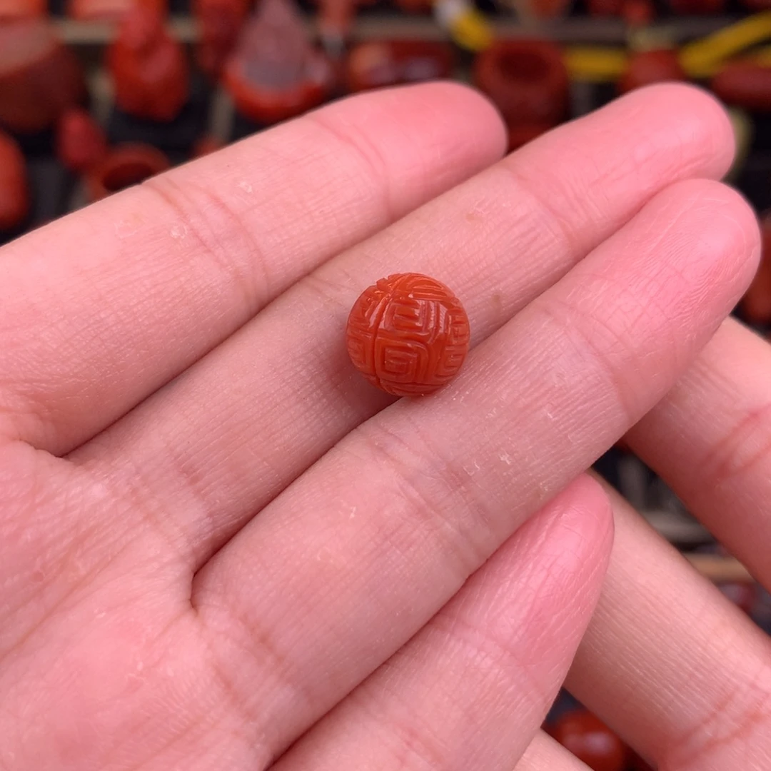 南红玛瑙未镶嵌回纹圆珠9+