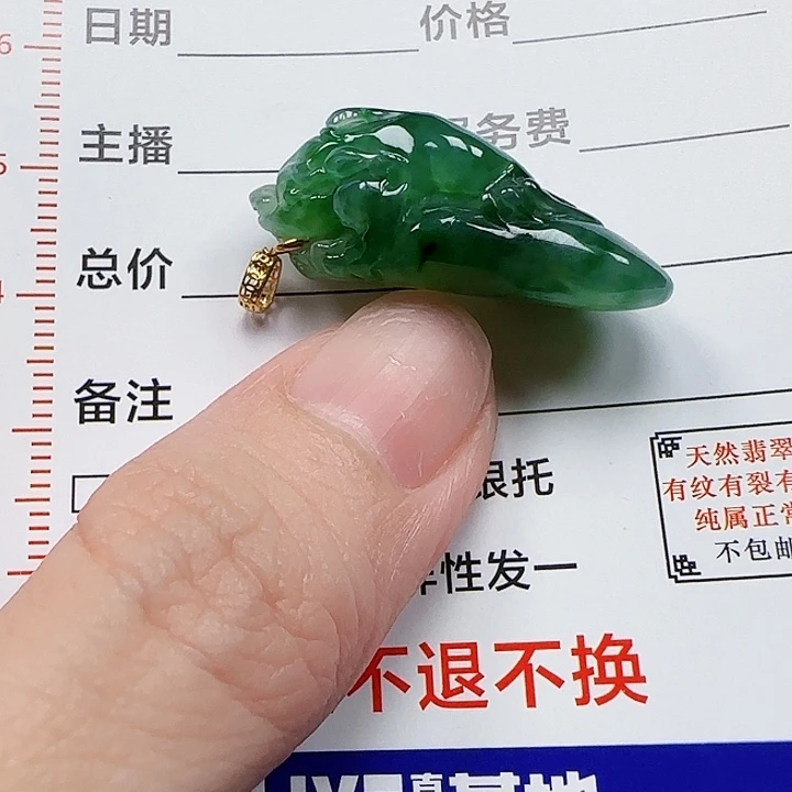 开***）翡翠18K金镶嵌颈饰天然