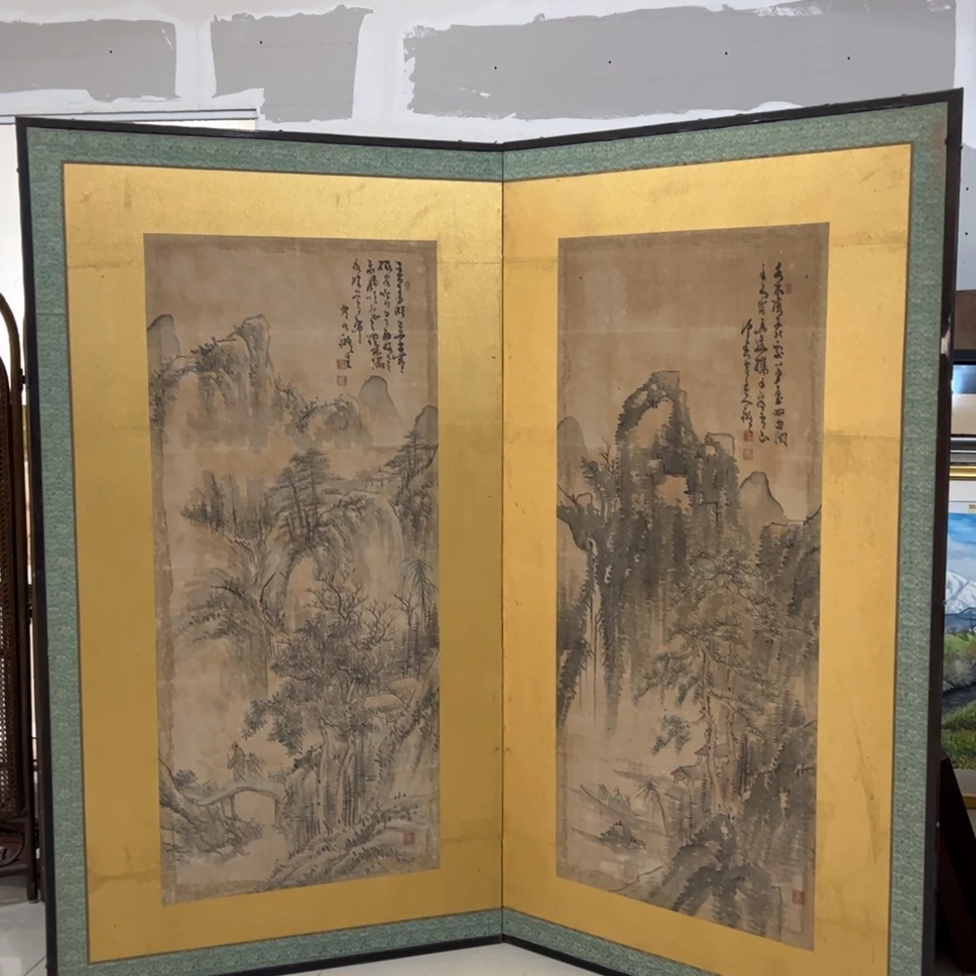 绘画屏风框画茶空间设计