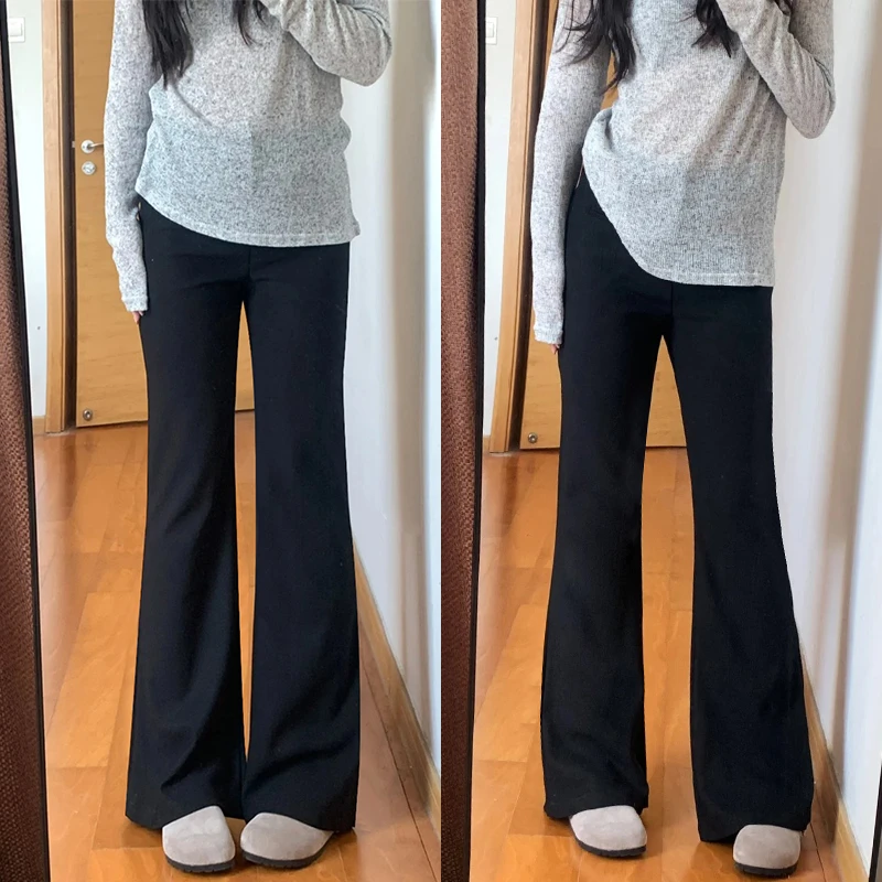 黑色微喇西装裤女春秋2025新款高腰显瘦小个子夏季垂感喇叭马蹄裤