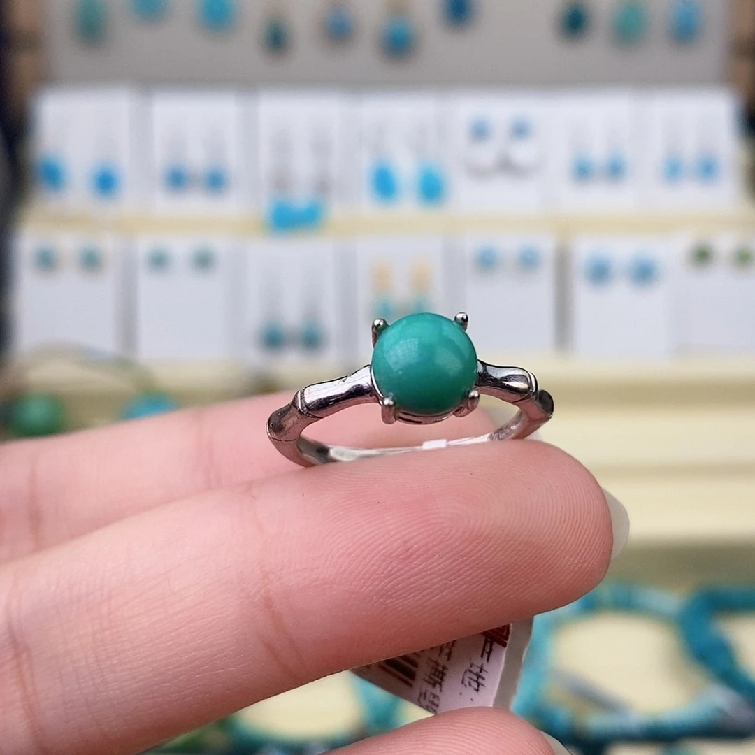绿松石银S925镶嵌戒指