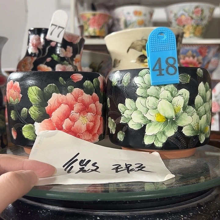 景德镇幸运花盆手绘韩式花盆