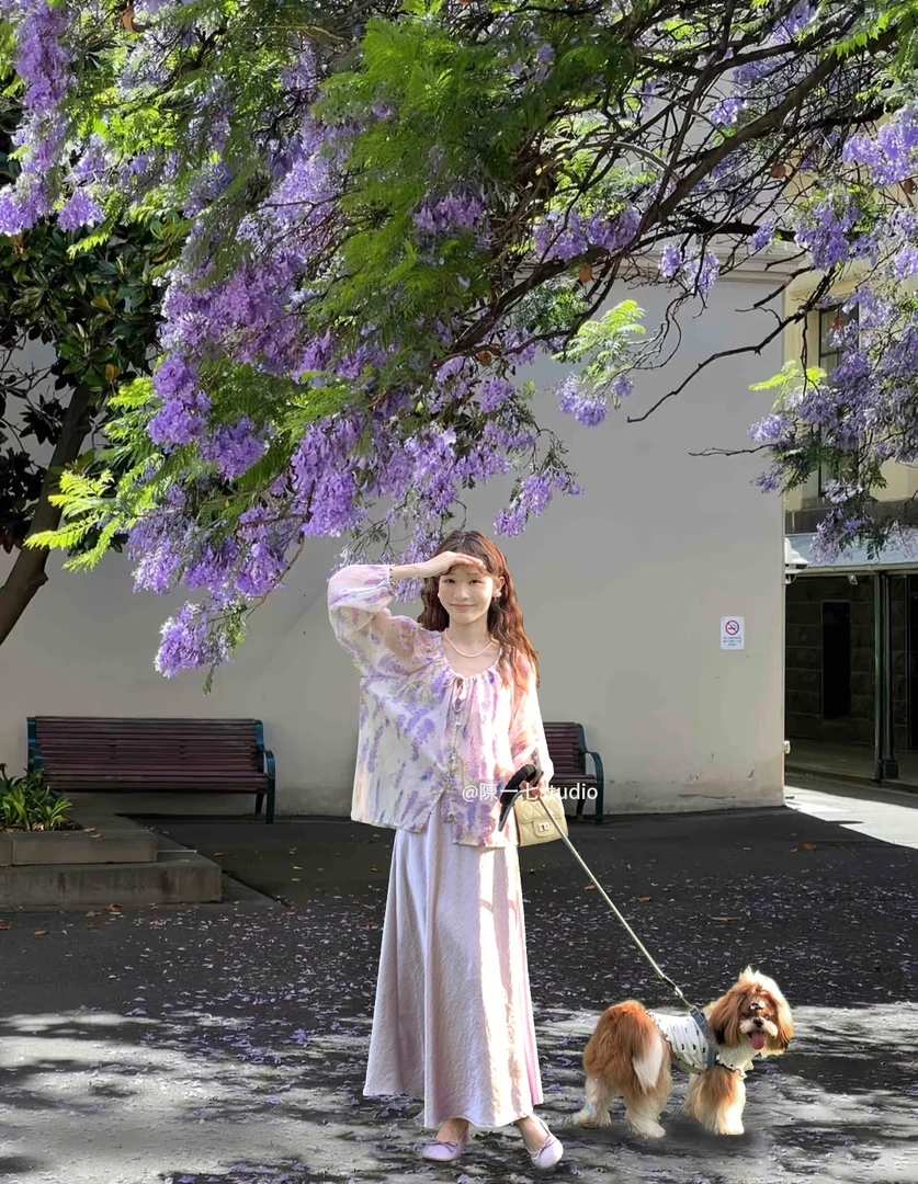 陳一七【北岛花季】棉麻醋酸夏季防晒法式气质搭配两件套吊带裙开衫