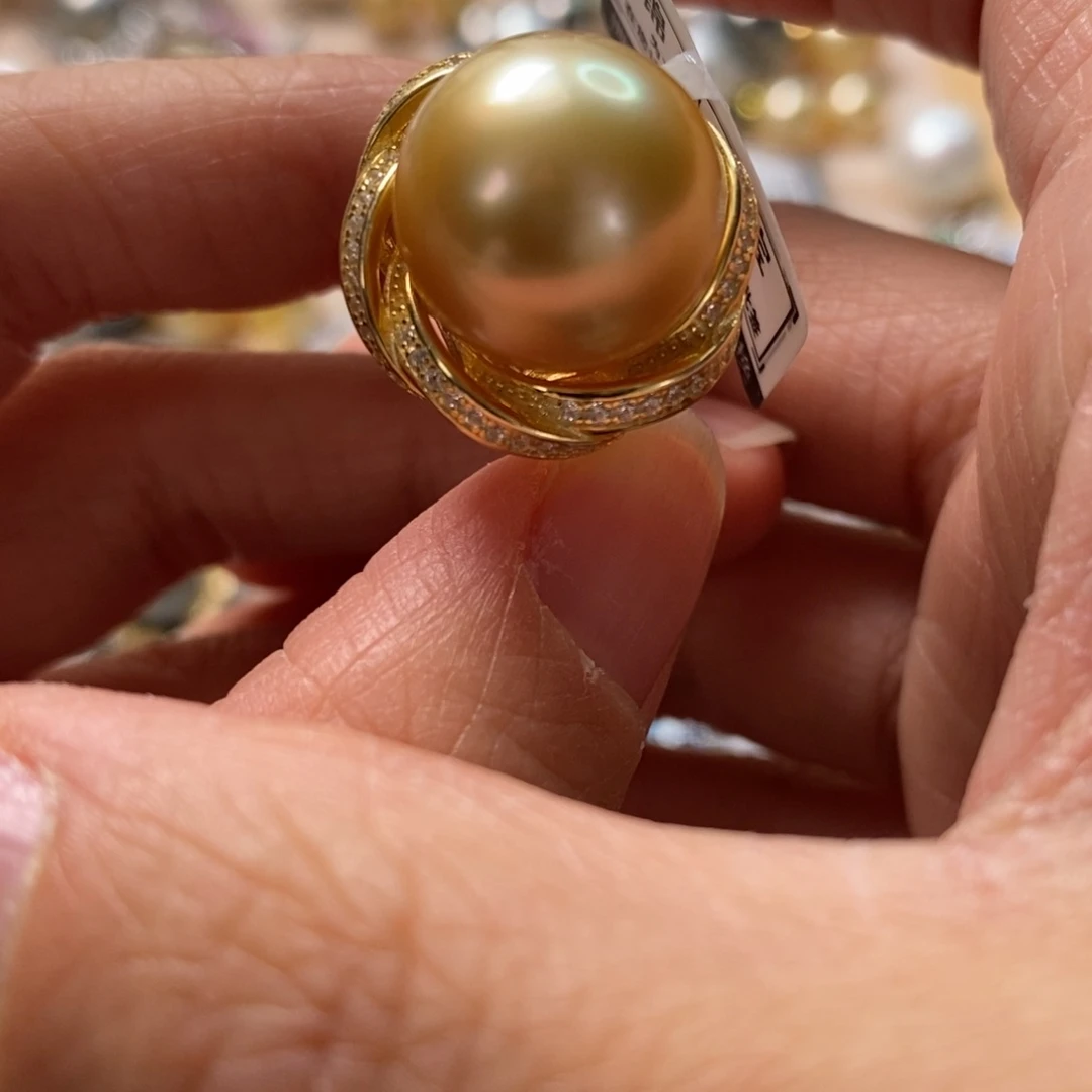 海水珍珠戒圈银S925镶嵌