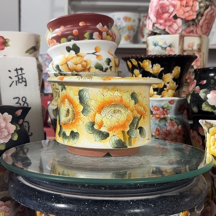 景德镇手绘花盆满38包邮偏远地区除外