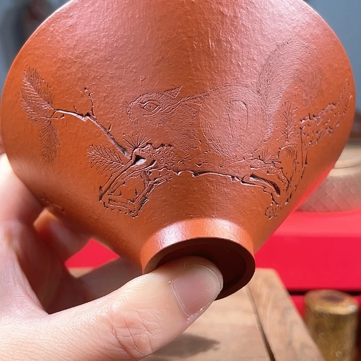 茶杯紫砂松鼠斗笠