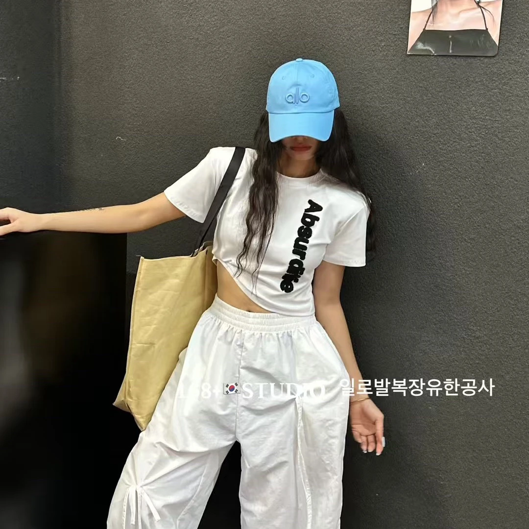 高腰短款短袖t恤女修身显瘦百搭时尚显高上衣设计感小众洋气小衫