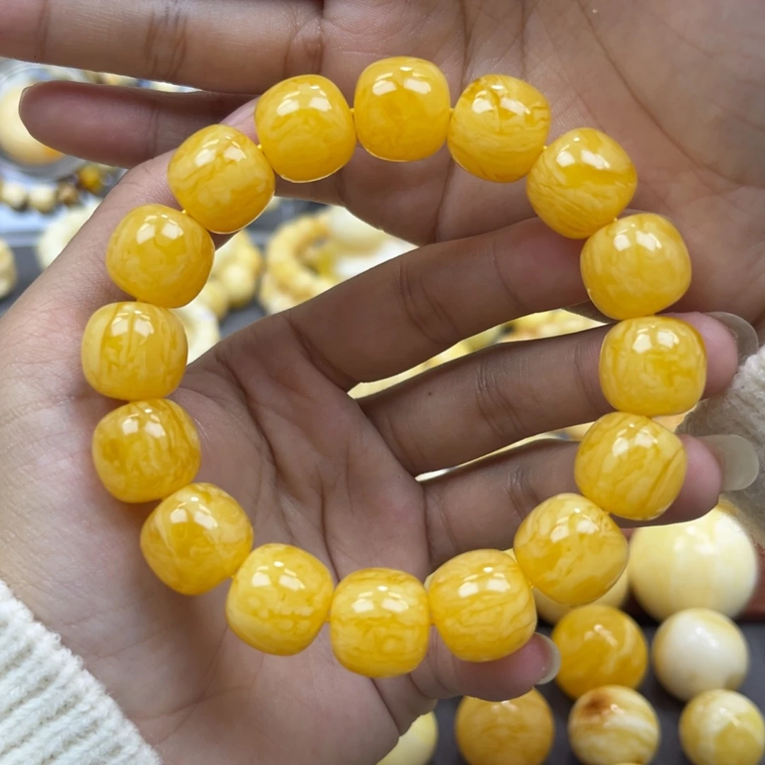 琥珀未镶嵌手串同料老型手串14.3mm