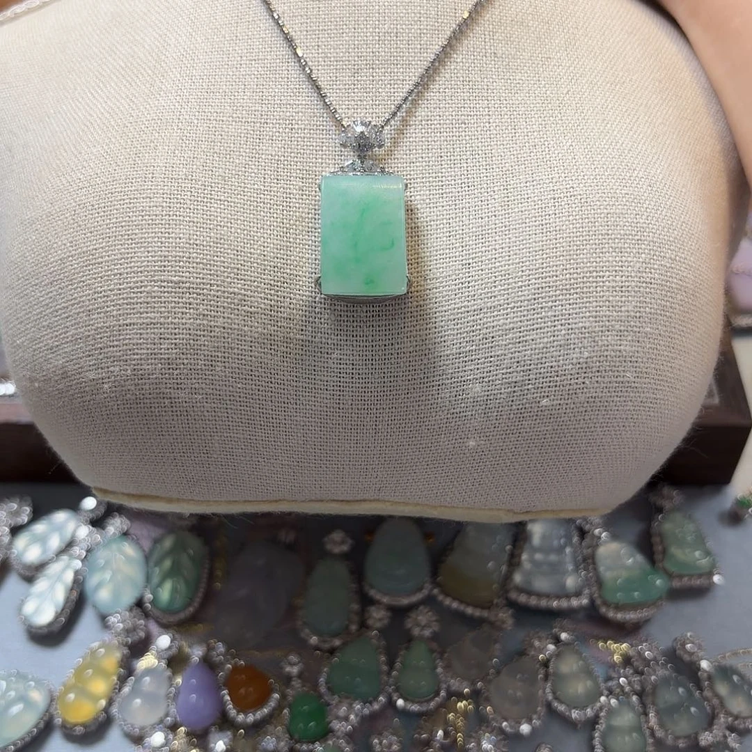 翡翠银S925镶嵌吊坠(不含链)