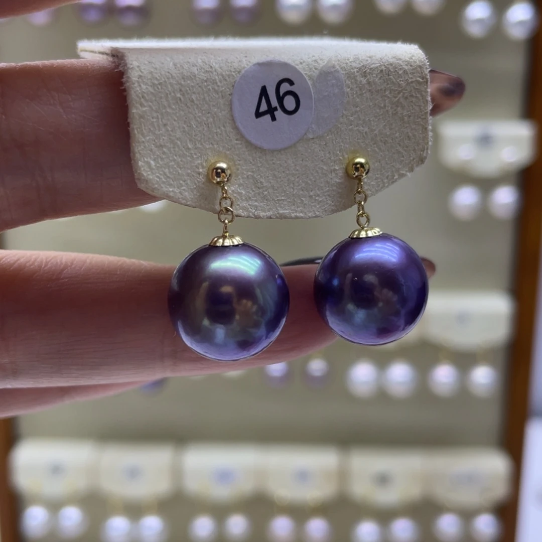 淡水珍珠耳饰18K金镶嵌