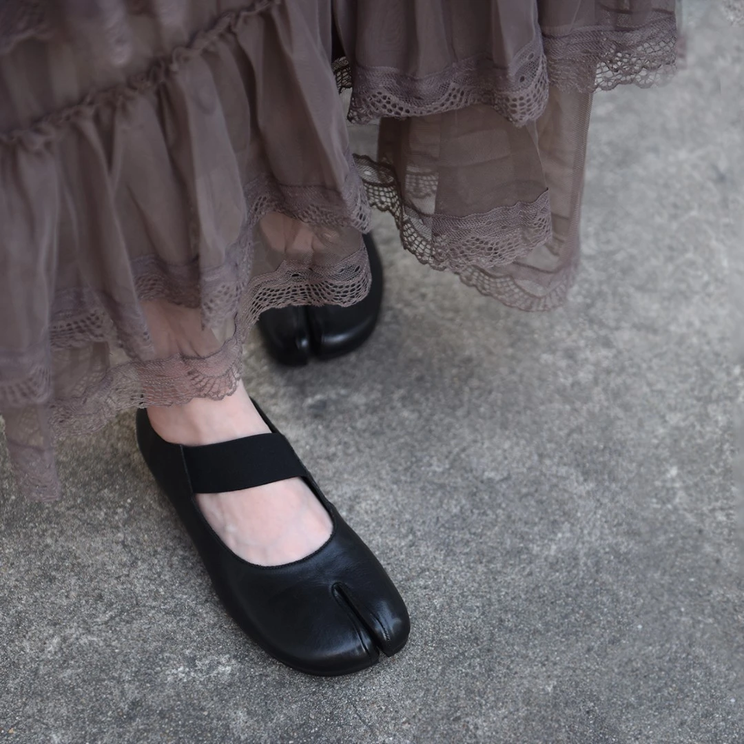 Artmu阿木复古真皮分趾小皮鞋粗跟芭蕾鞋绝美小单鞋玛丽鞋9011