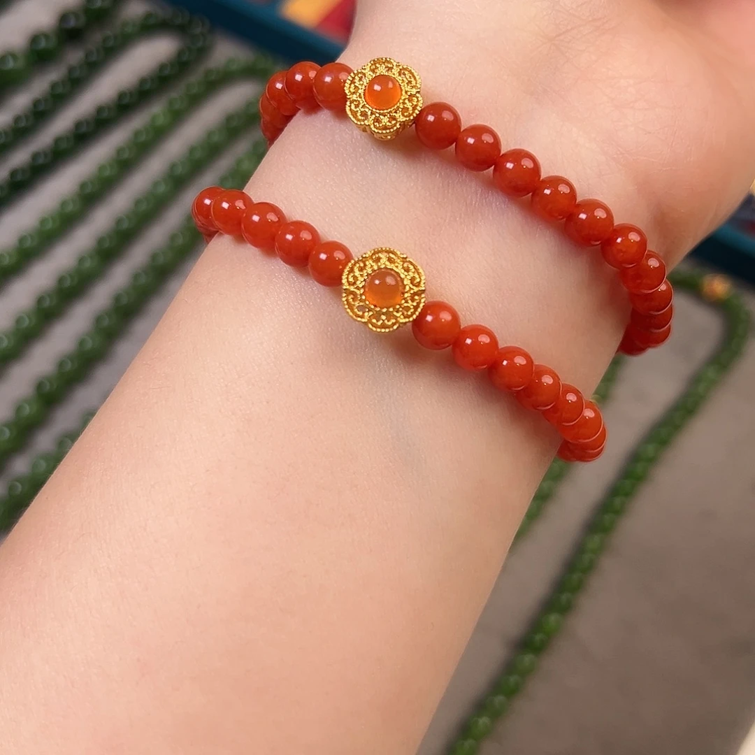 水晶合金手链18k天然南红手串